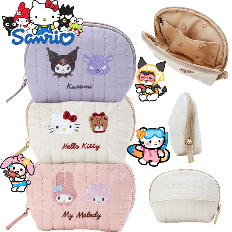 Sanrio Cosmetic Bag Cute Hello Kitty,Kuromi,My Melody Make Up Bag Kawaii Waterproof Handbag Lipstick Pack Home Storage Bags