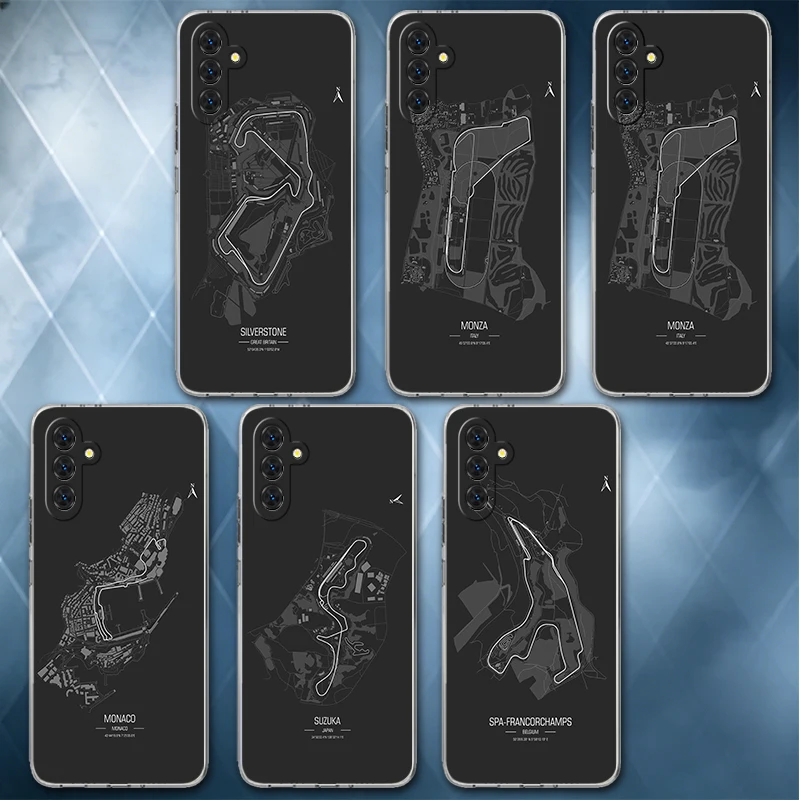 F-Formula Car Track Map Soft Phone Case For Samsung A57 A17 A56 A16 A55 A15 A54 A14 A53 A13 A52 A12 A37 A36 A35 A34 A33 A26 A25