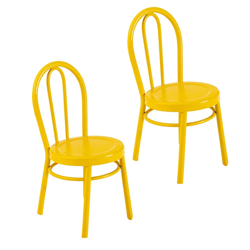 2Pcs Miniature Iron Dining Chairs 1 12 Scale Mini Metal Furniture Creative Mini House Accessories Small House Ornament Home