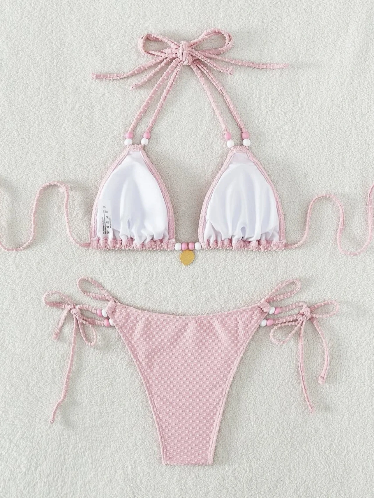 

High-Waist Sexy Backless Lace-Up 2-Piece Bikini Set Solid Color Summer Beachwear for Women Quality Swimsuit