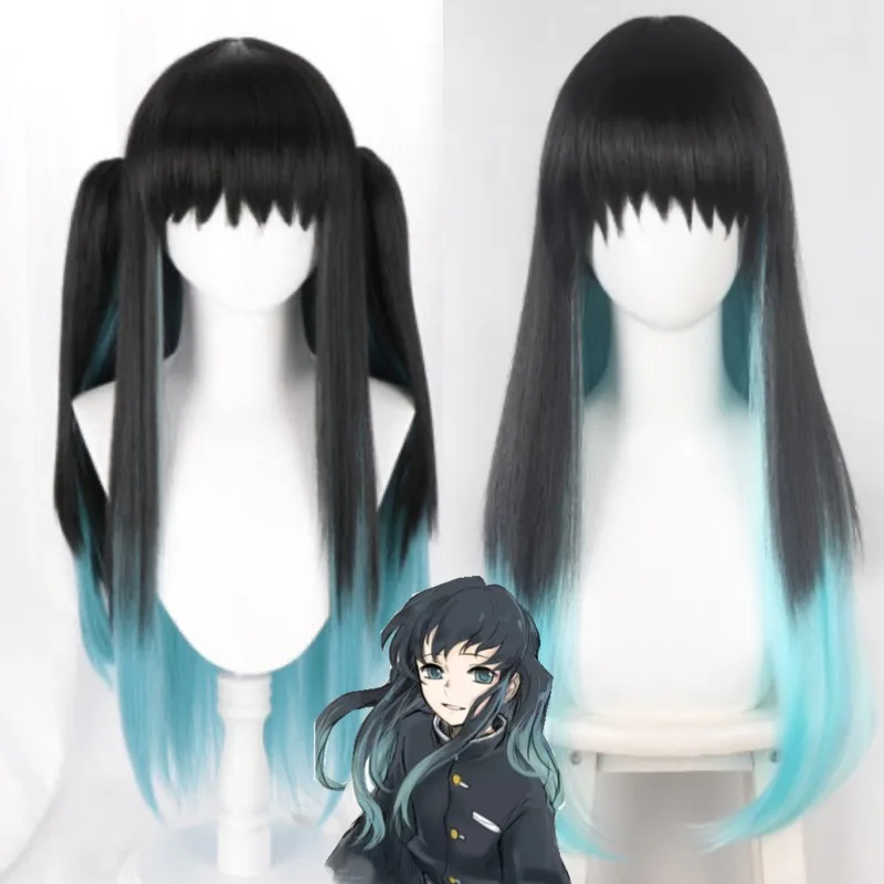 

Long Black Hair Tokito Muichiro Cosplay Wig Anime Demon Slayer High-temperature Silk Stage Performance Cos Wigs