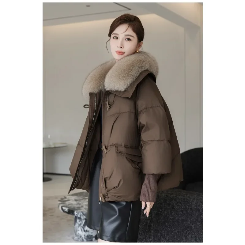 2024 Autumn and Winter New Korean Version of Fashion Everything Detachable Artificial Fur Collar Down Jacket Winter Coat Women