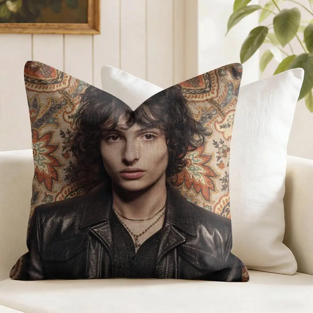 Actor F-Finn W-Wolfhard Cushion Cover Eco Linen Pillow Case Double-Sided Print Breathable Durable Zipper Home Decor Gift