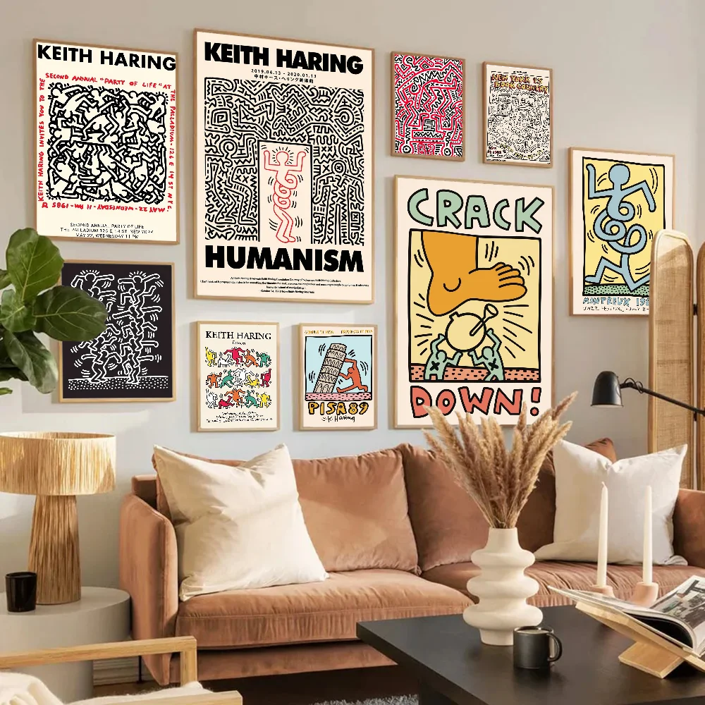 K-keith-H-haring Printing DIY Sticky Poster Whitepaper Prints Posters Artwork Vintage Decorative Painting