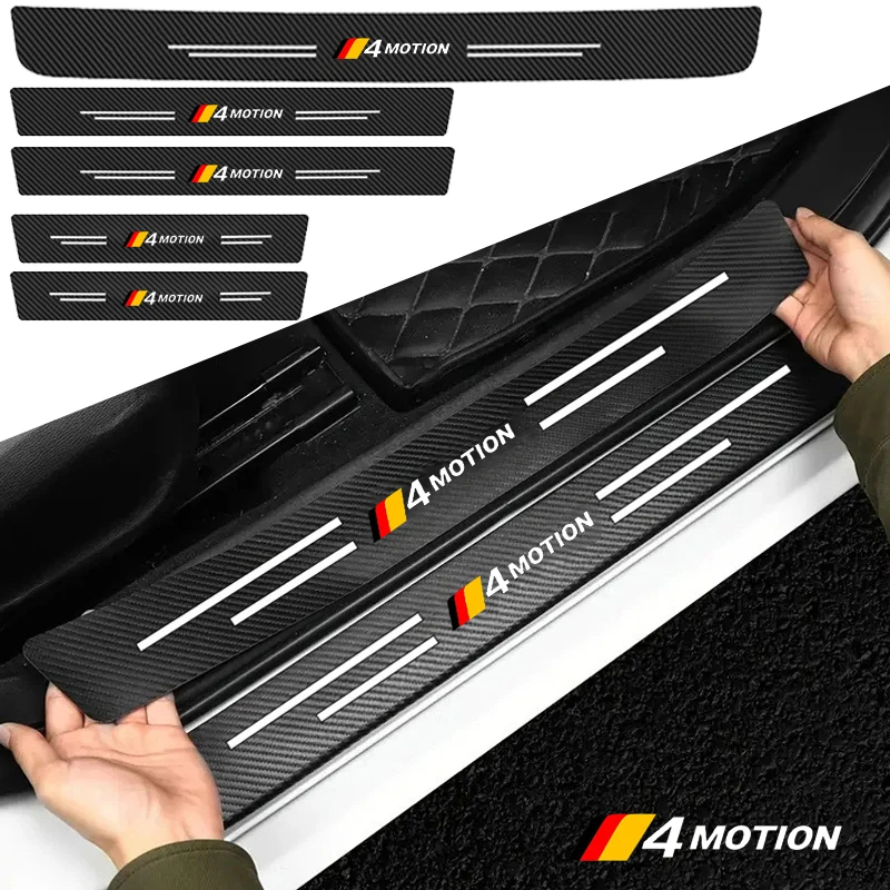 Carbon Fiber Door Threshold Sill Scuff Plate Decals Protector Stickers Styling for Volkswagen VW 4 Motion Jetta Beetle Scirocco