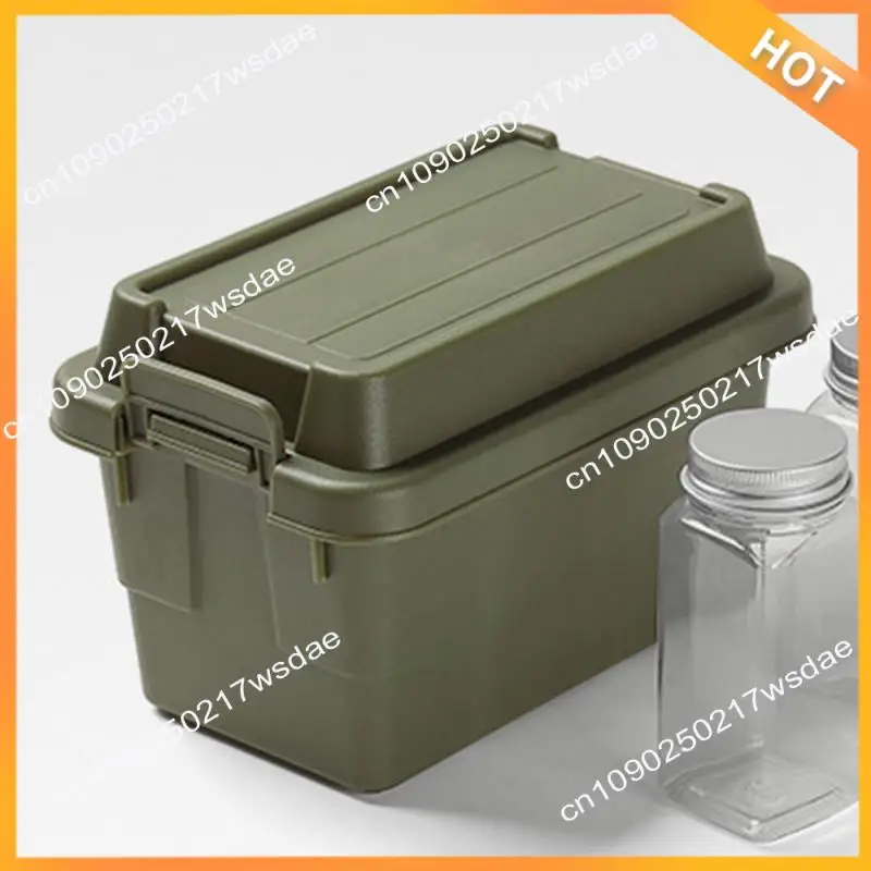 X08A Caja de almacenamiento al aire libre Camping Viajes Senderismo Barbacoa Barbacoa Caja de almacenamiento para maletero de coche, fácil de usar Blanco crema