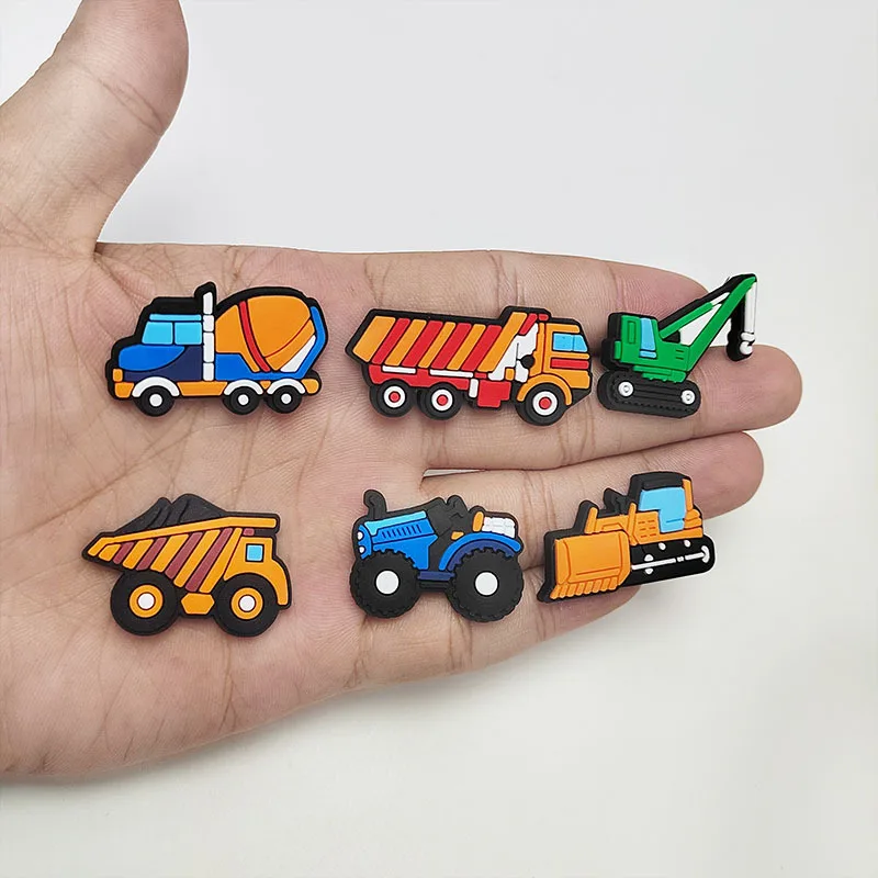 1-9PCS excavator Cartoon Shoes Charms Accessories Fit Clog Backapck Wristbands Shoe Decorate Buckle Kids Gift