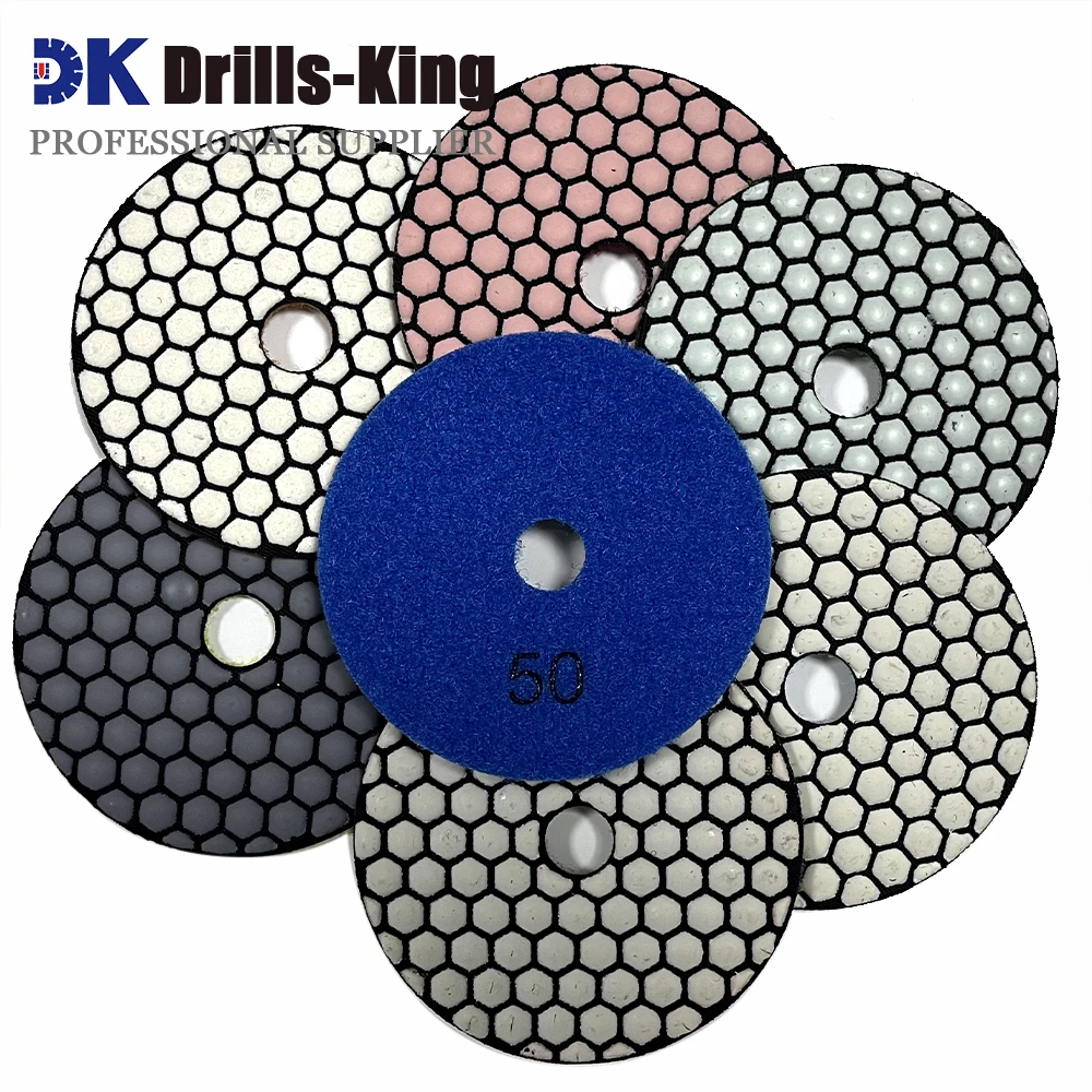 

7pcs 4"/100mm Diamond Dry Polishing Pad For Granite Marble Grit #50-3000 Sanding Disc Stone Sanding Disk Stone Polisher Pad