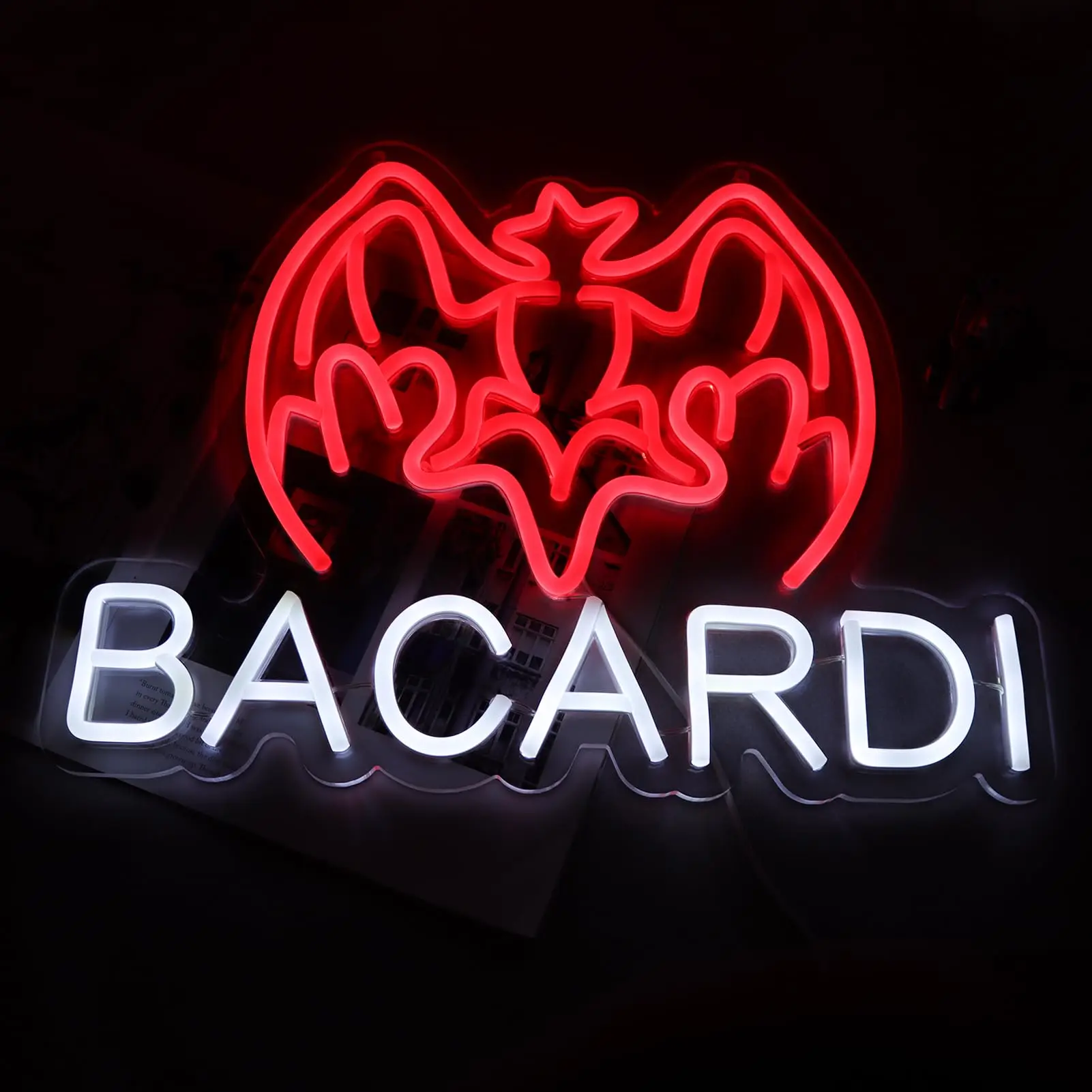 Bacardi Rum neon commercial sign for bar wall decor，USB Powered Decorative Bar Open Sign for Home Bar Store Party Decor