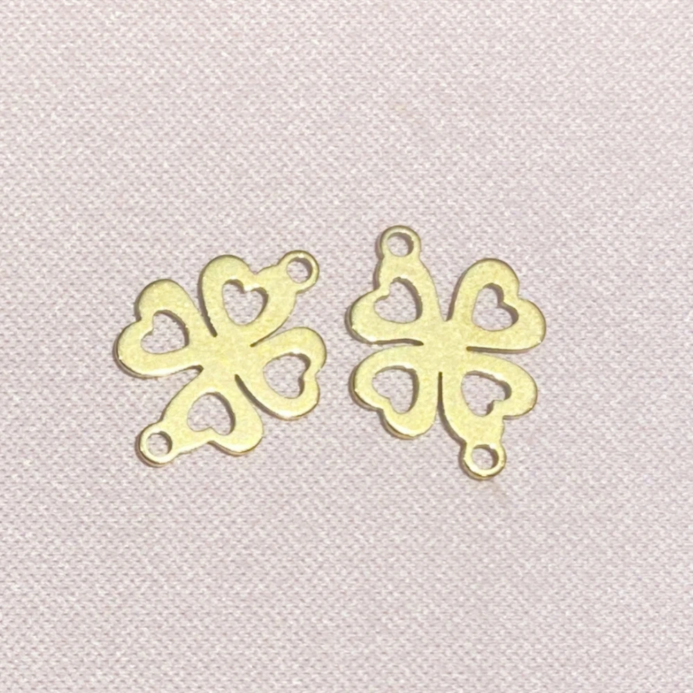 Gold Steel Made Lucky Grass Jewelry Connector 10Pcs Hollow Four Leaf Clover Charm Diy Jewel Bracelet Handmade Accessory