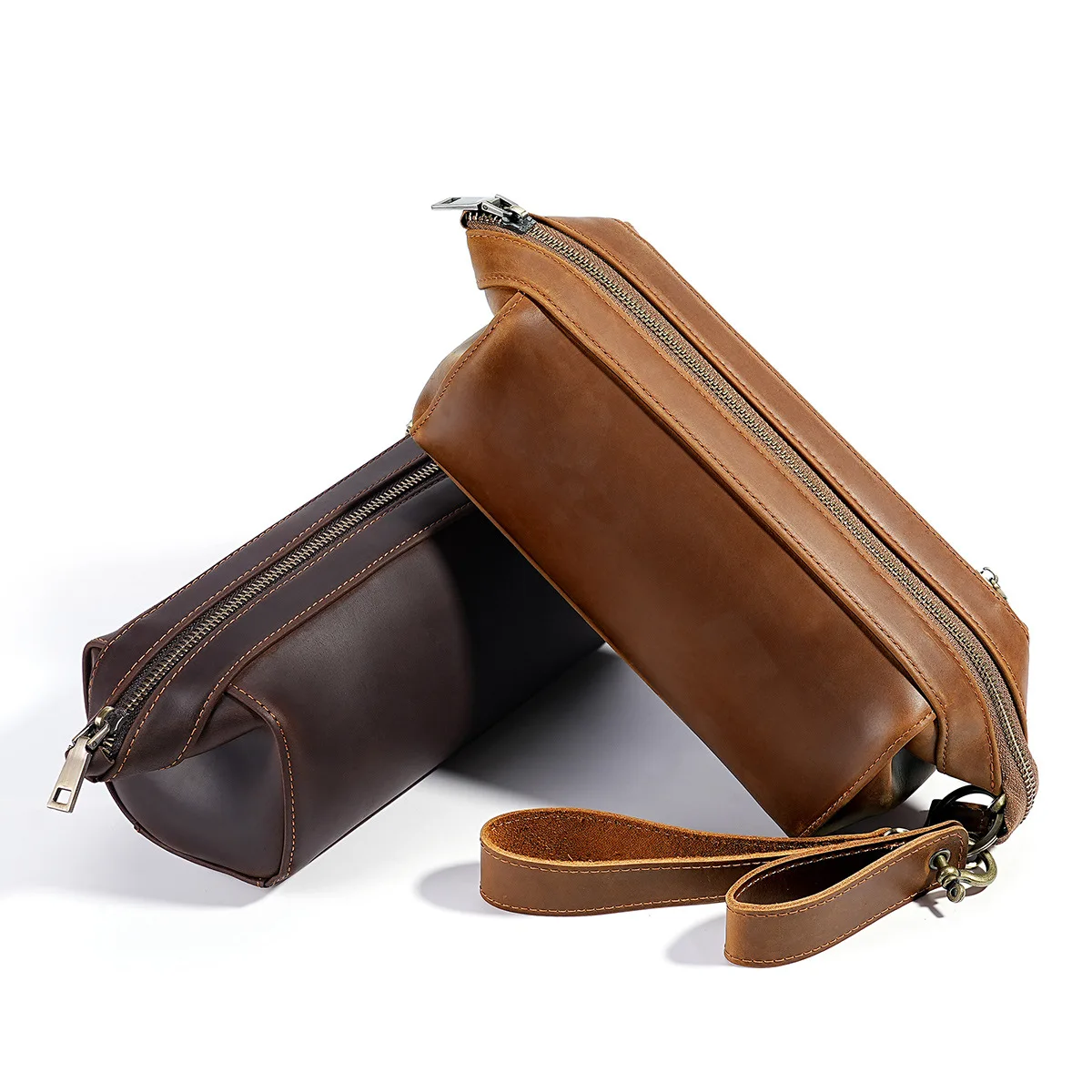 حقيبة حمل جلدية للرجال، متعددة الأغراض للسفر مع جيوب لمنظم أنابيب شاحن الهاتف والسجائر #2