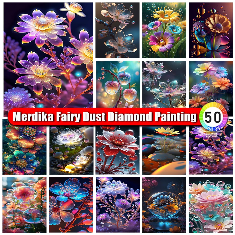 

Merdika Fairy Dust Diamond Painting Lotus Diamond Embroidery Flower Picture of Rhinestones Mosaic Cross Stitch Home Decor NEW