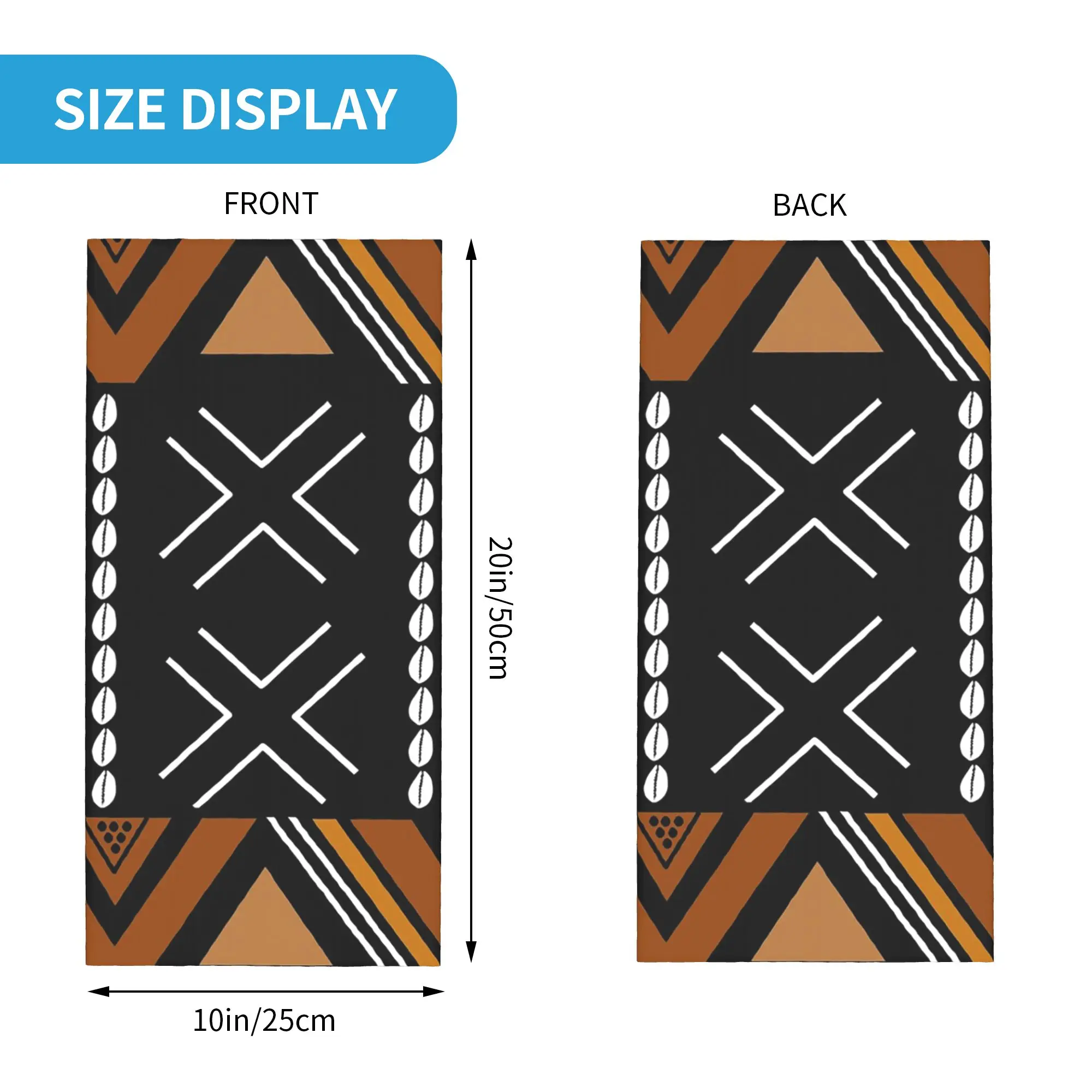 African Mud Cloth Bogolan Bandana Neck Gaiter Printed Magic Scarf Headwear Running Unisex Adult Winter