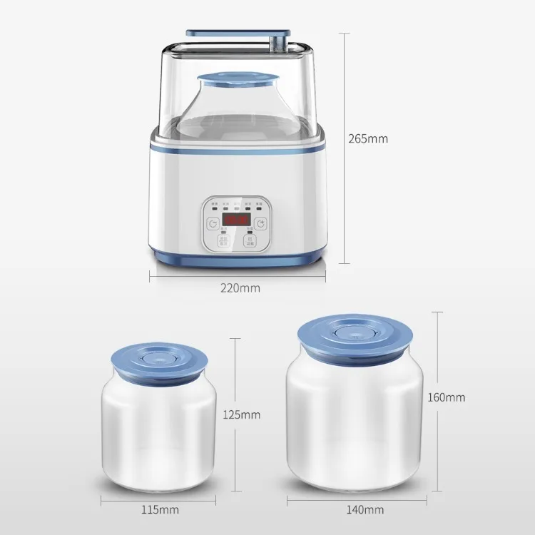 2025 Premium 2L Yogurtera de doble tanque - Máquina de fermentación de enzimas de vidrio con temporizador LED