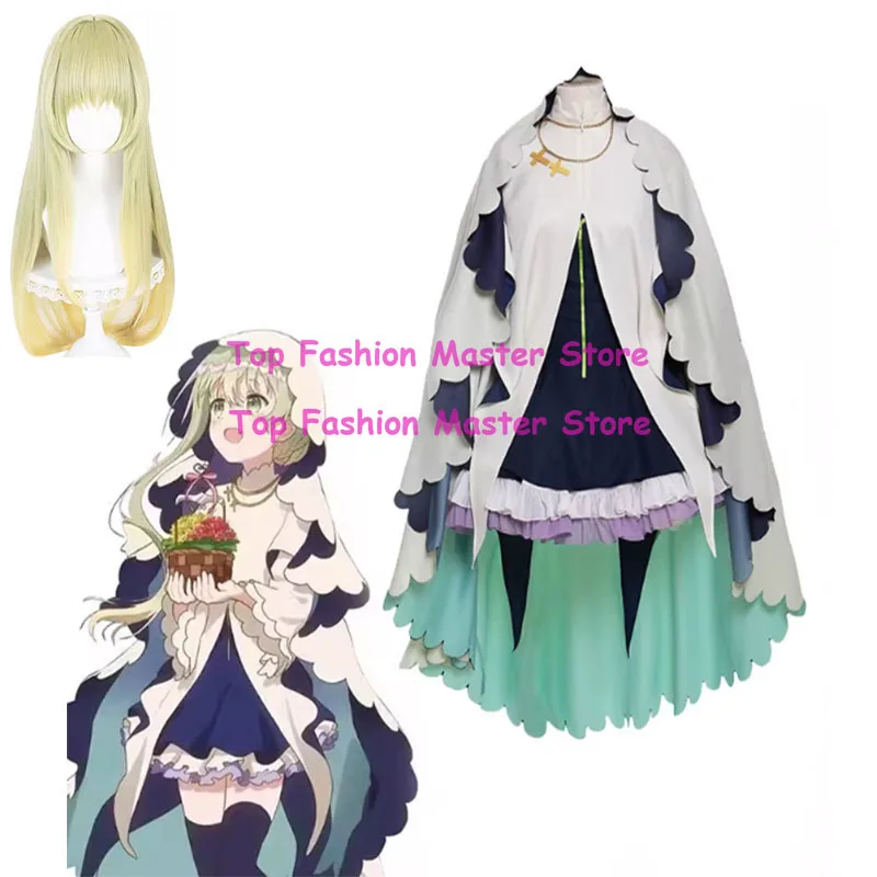 

The White Saint and the Black Priest Cecilia Cosplay Costume Women Dress Stockings Wig Halloween Carnival Comic Con Full Set
