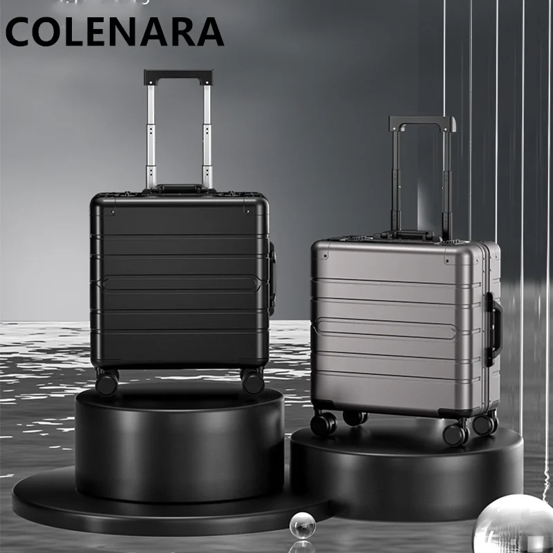 

COLENARA 18 Inch All Aluminum Magnesium Aluminum Alloy Suitcase Men's Travel Suitcase Metal Luggage business Boarding Briefcase