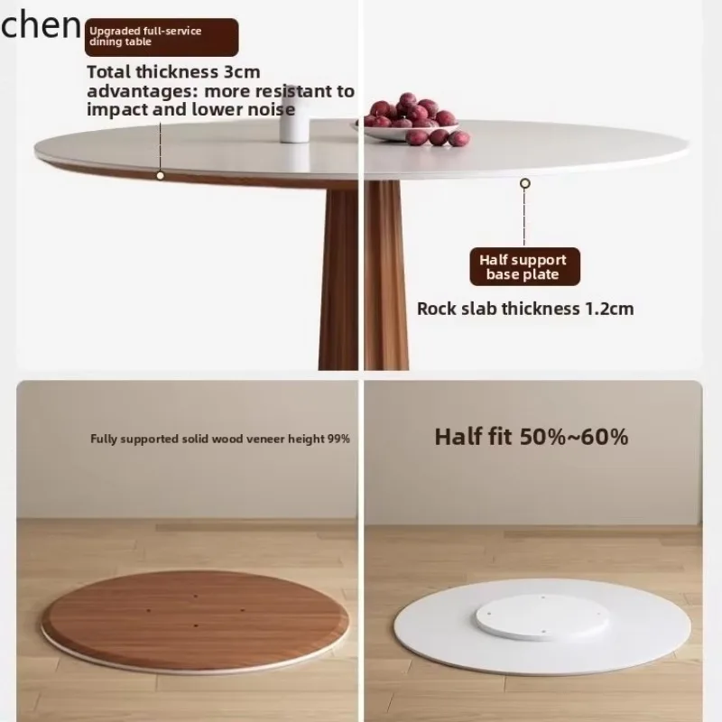 DSASolid Wood Round Dining Table Home Round Table Negotiation Rock Plate Dining Table and Chairs
