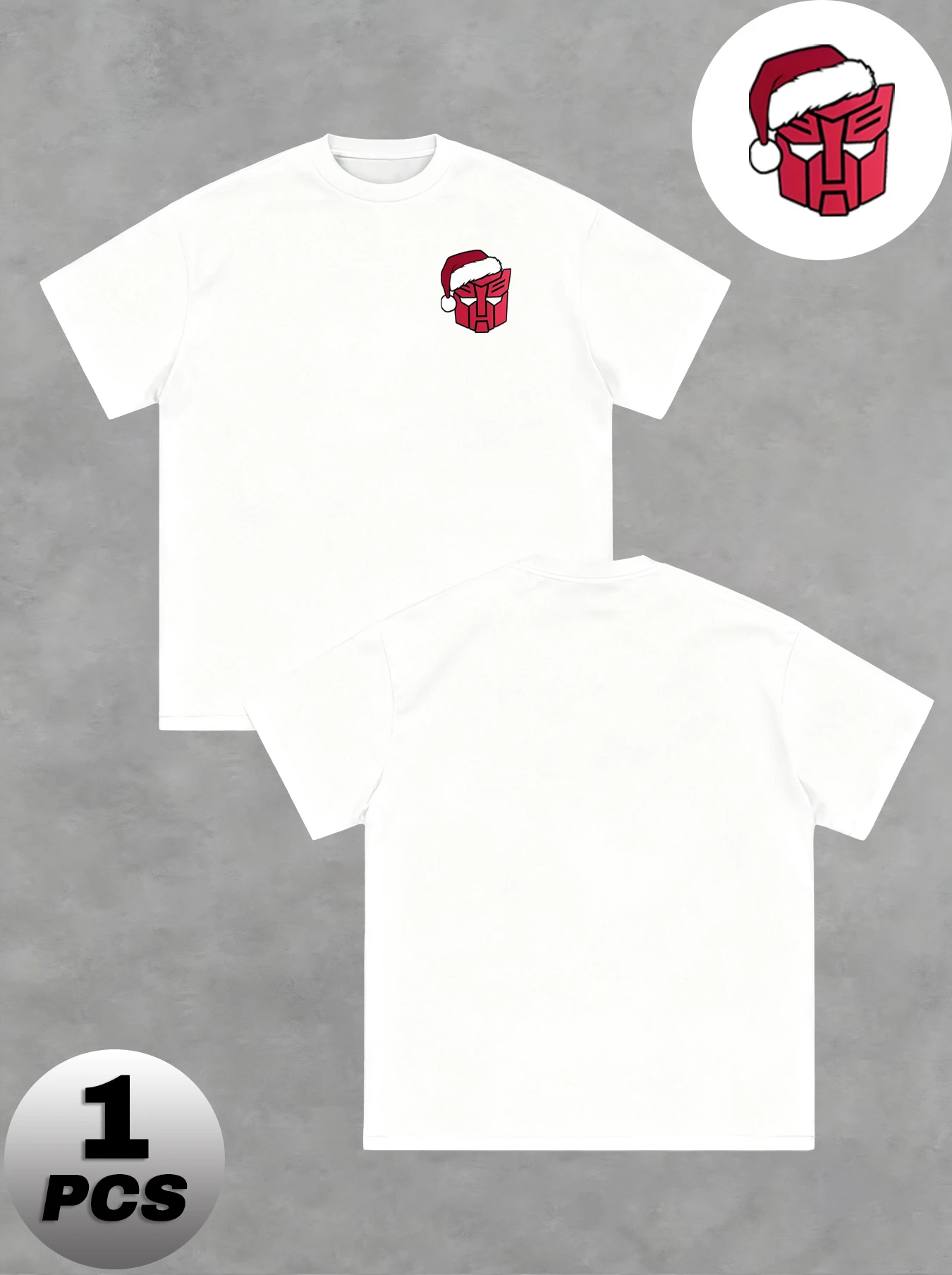 Transformers Christmas Boppy T-shirt imprimé logo rouge – Haut décontracté à manches courtes tendance pour homme, cadeau parfait pour petit ami