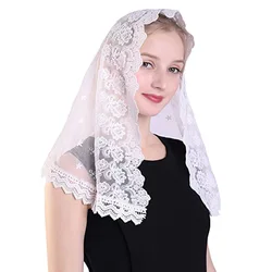 Spanish Mantilla Lace Veils Latin Mass Shawl Muslim Head Covering Scarf Catholic Chapels Veils Women Church Wedding Bride Veils