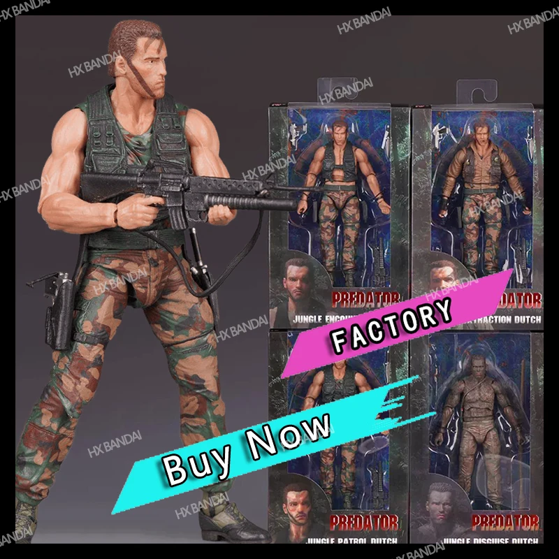

2026 New Ko Neca Predator Jungle Extraction Dutch Action Figure Schwarzenegger Figurine Statue Model Desktop Decoration Toy Gift