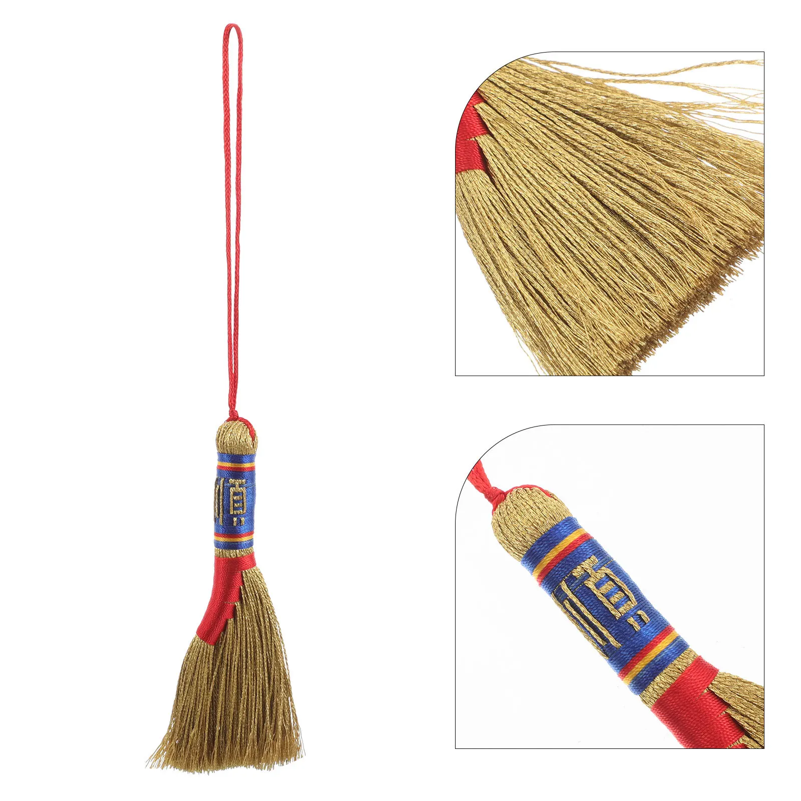 

2Pcs Handwoven Mini Tassel Broom Chinese Style Pendant Bedside Ornaments Decor Dragon Boat Festival Baby Sleep