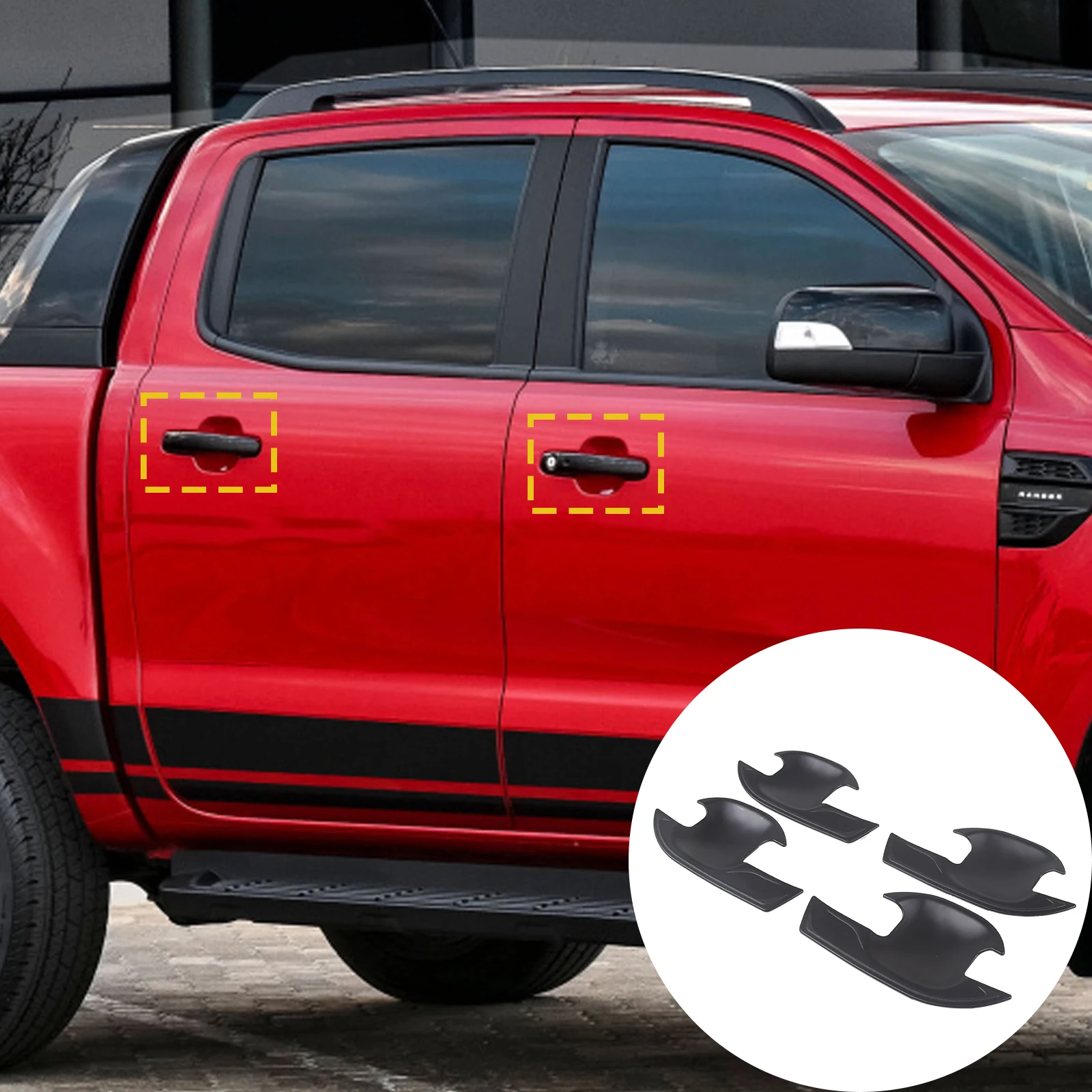 

ABS Black Door Insert Handle Bowl Cover For Ford Ranger Wildtrak T6 T7 T8 2012 2013 2014 2015 2016 2017 2018 2019 2020 2021