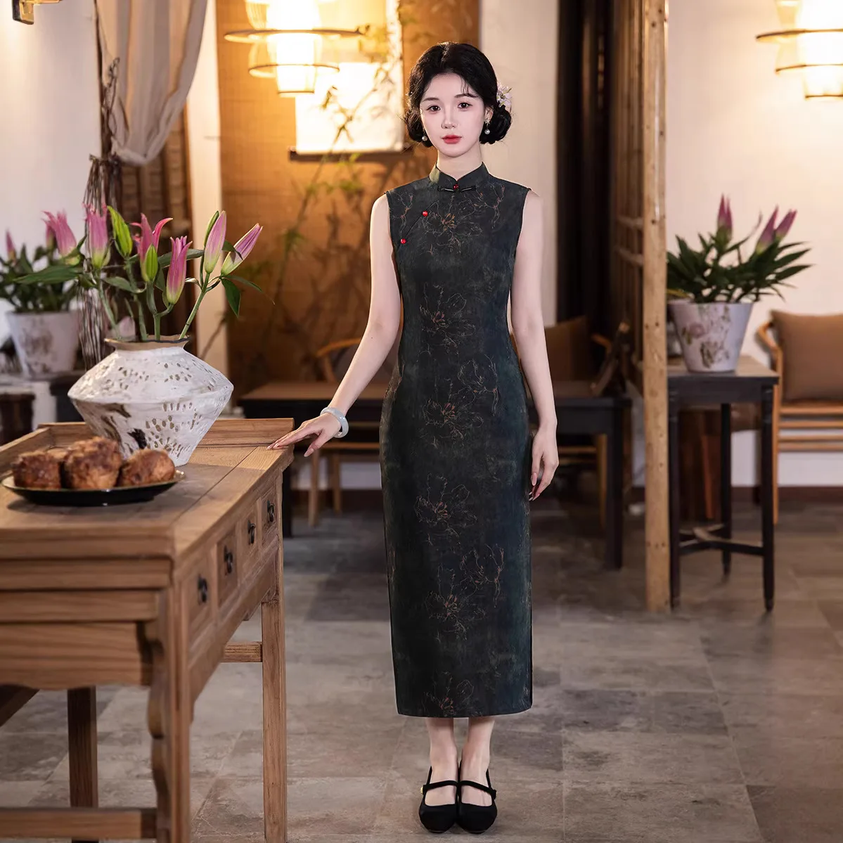 

Новое китайское ципао без рукавов, весна-лето 2026, в гонконгском стиле, приталенное, улучшенное ретро-ципао