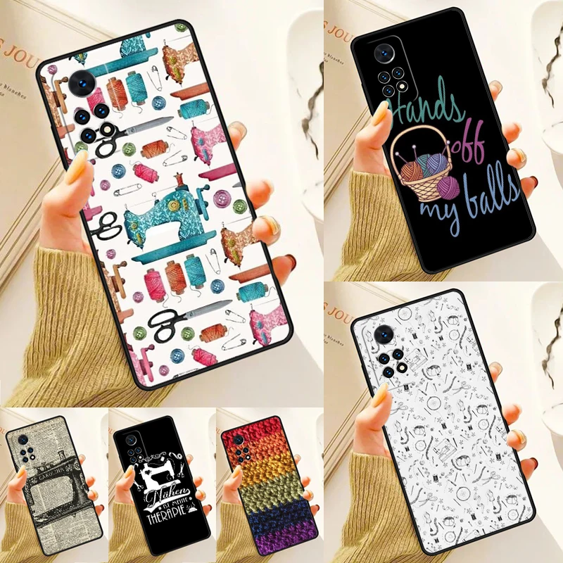 Sewing Knitting Crochet Case For Samsung Galaxy S24 Plus S23 S20 S21FE Lite S22 Ultra Note 20 S8 S9 S10 Phone Coque