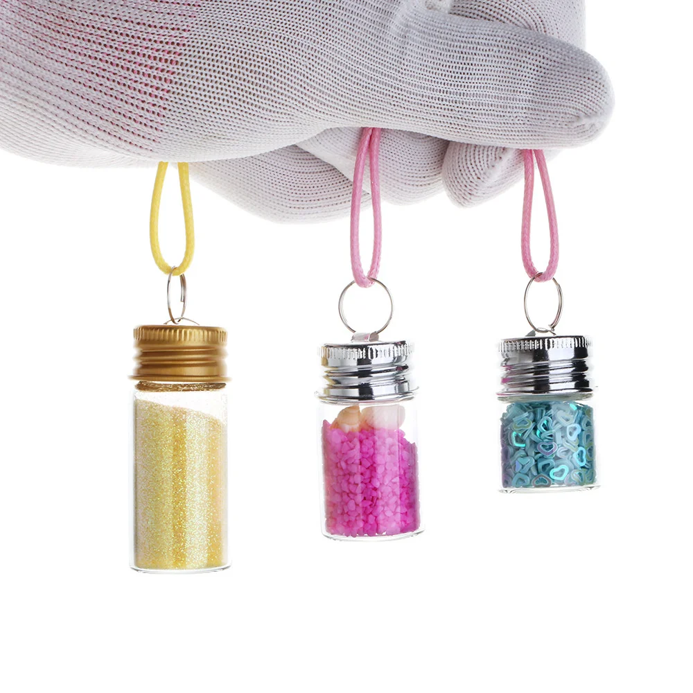 Mini botellas de vidrio transparente de 10ml con anillo colgante, tapas de aluminio, tarros de vidrio, dispensador de muestra vacío, contenedores de viales de almacenamiento