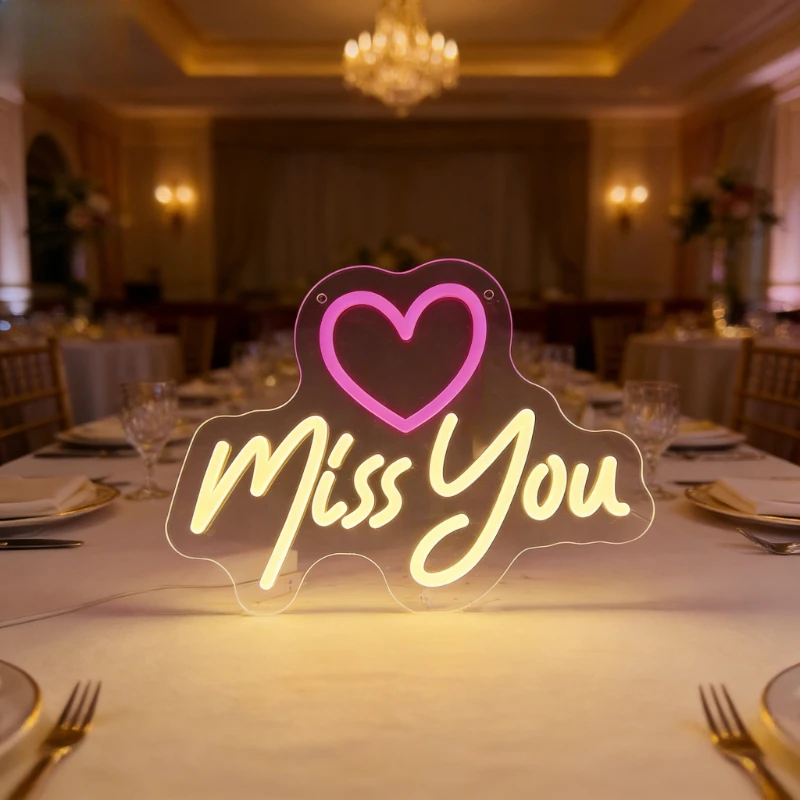 

Неоновая LED-вывеска «Miss You» для декора обеденного стола на годовщину свадьбы, подарок с любовным посланием, создающий теплую атмосферу, настенное освещение для спальни и дома