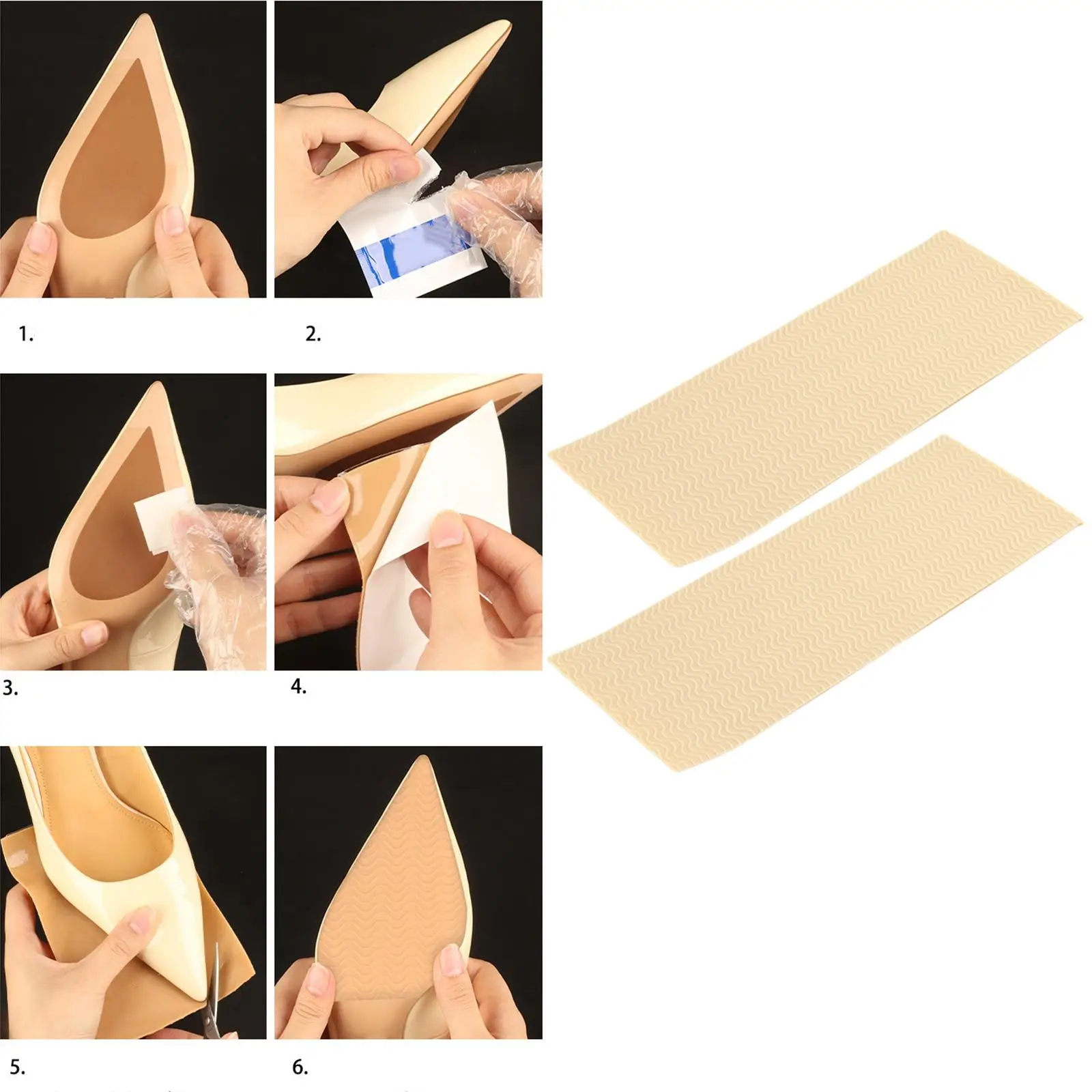 2 patchs de réparation de semelles de chaussures en caoutchouc, protection de semelles antidérapantes, semelles intérieures abricot