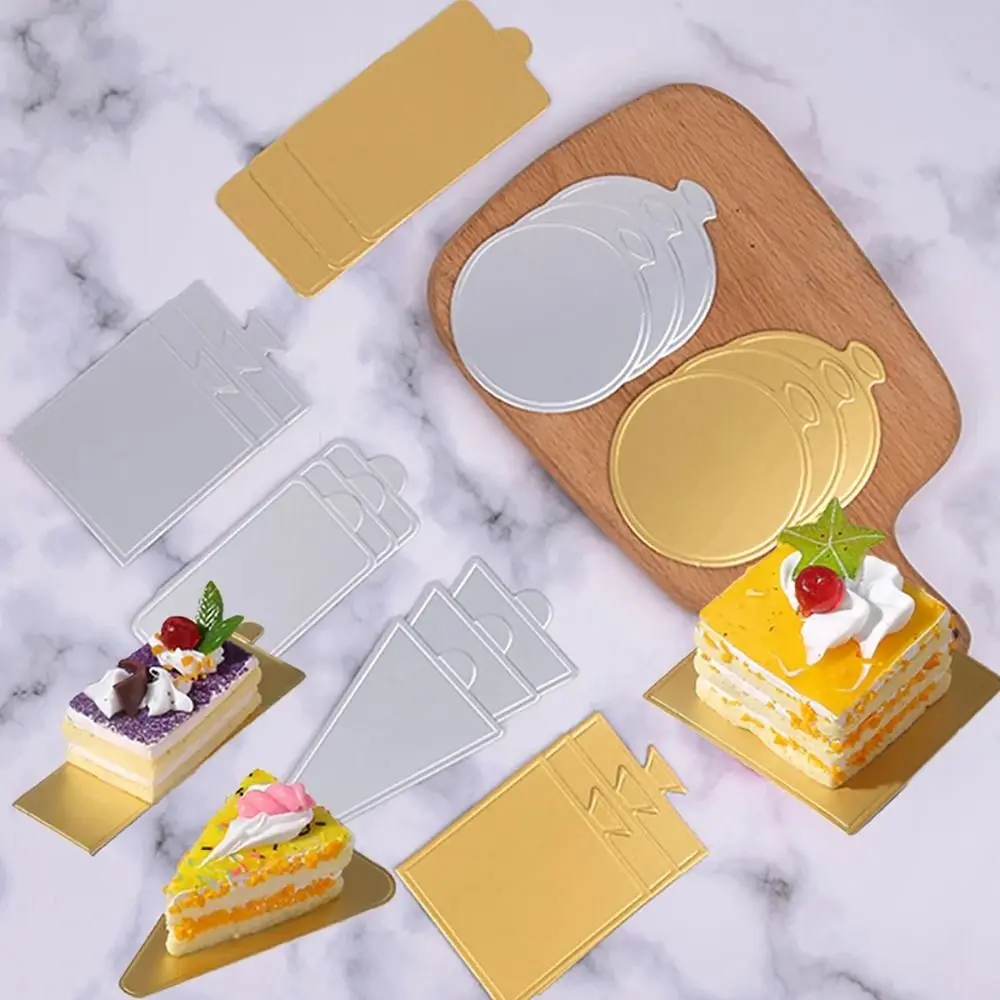 100Pcs New Pastries Display Tray Dessert Board Base Decorative Tools Disposable Mousse Mat Silver Paper Coaster Cake Cardboard