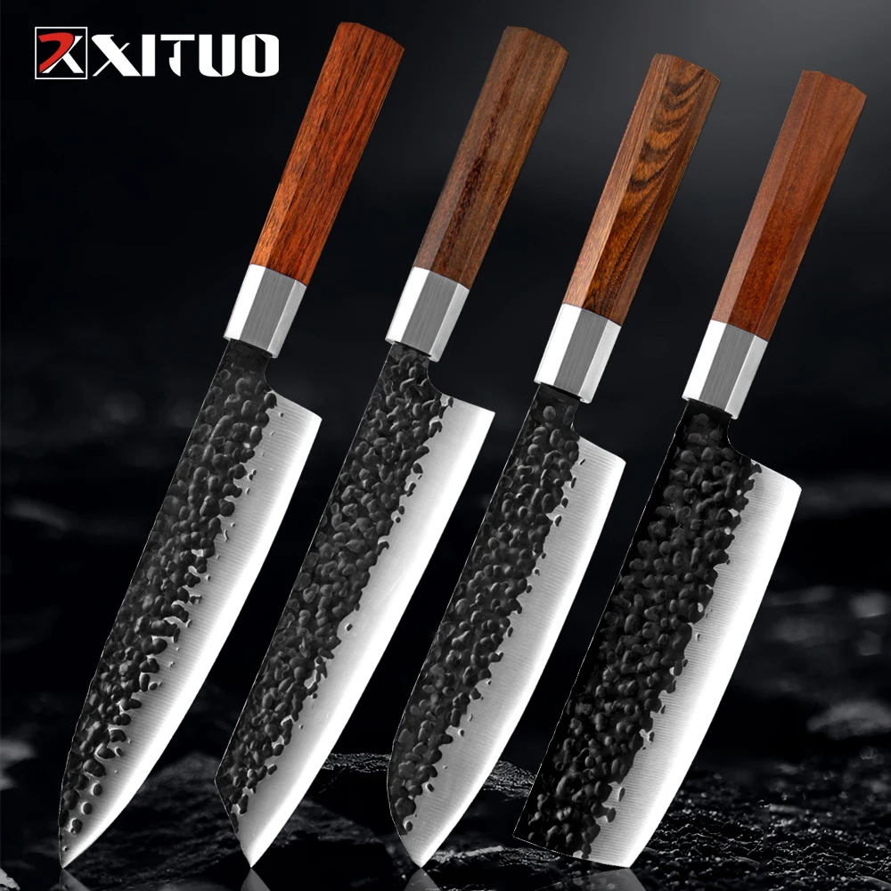 

XITUO Набор ножей из 1-4 предметов, профессиональные кухонные ножи из высокоуглеродистой стали, ультра острый японский набор ножей шеф-повара с восьмиугольной ручкой