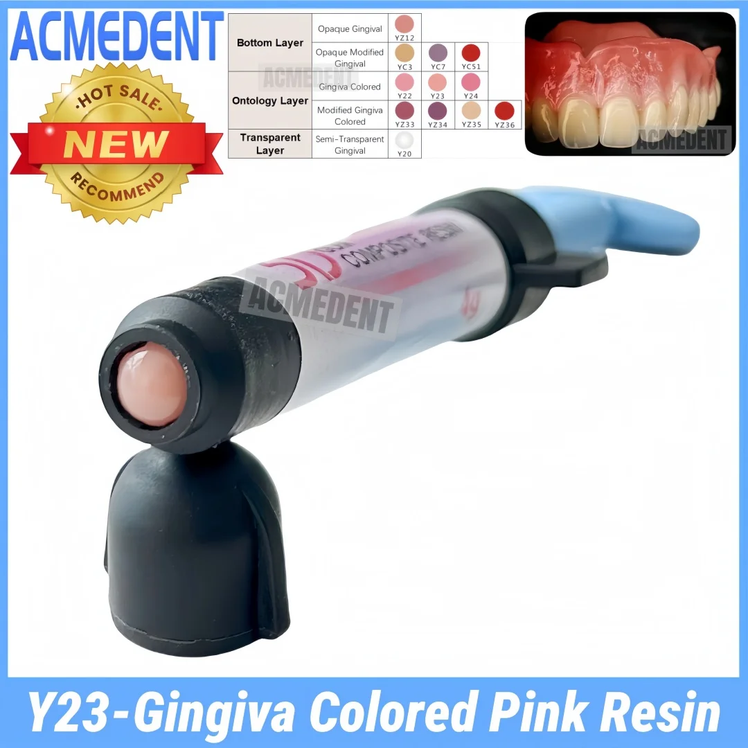 

Y23 Pink Resin Dental Light Cure Gingiva Resin 3D Gum Composite Resin Ontology Layer Gingiva Colored Syringe Micro Filler 4g