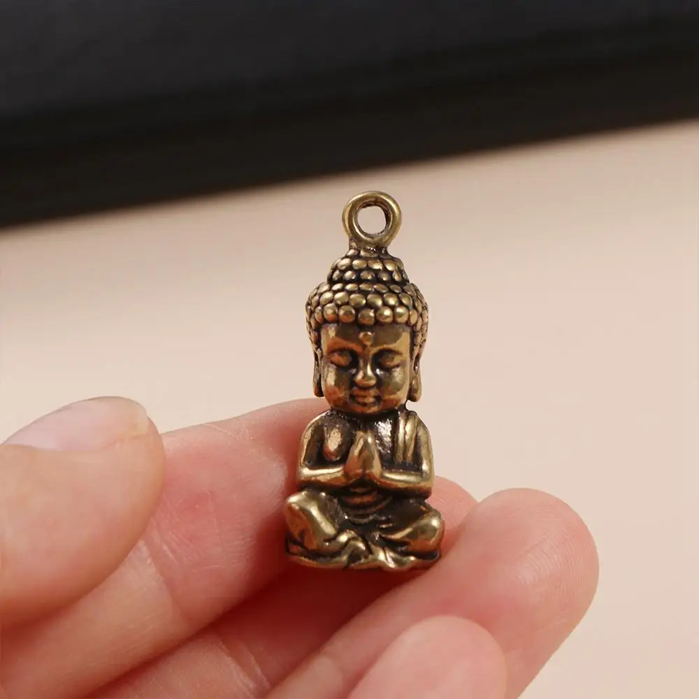 Retro Miniature Sakyamuni Buddha Pendant Mini Brass Crafts Brass Buddha Ornaments Handcraft Mini Buddha Figurine Car Accessories