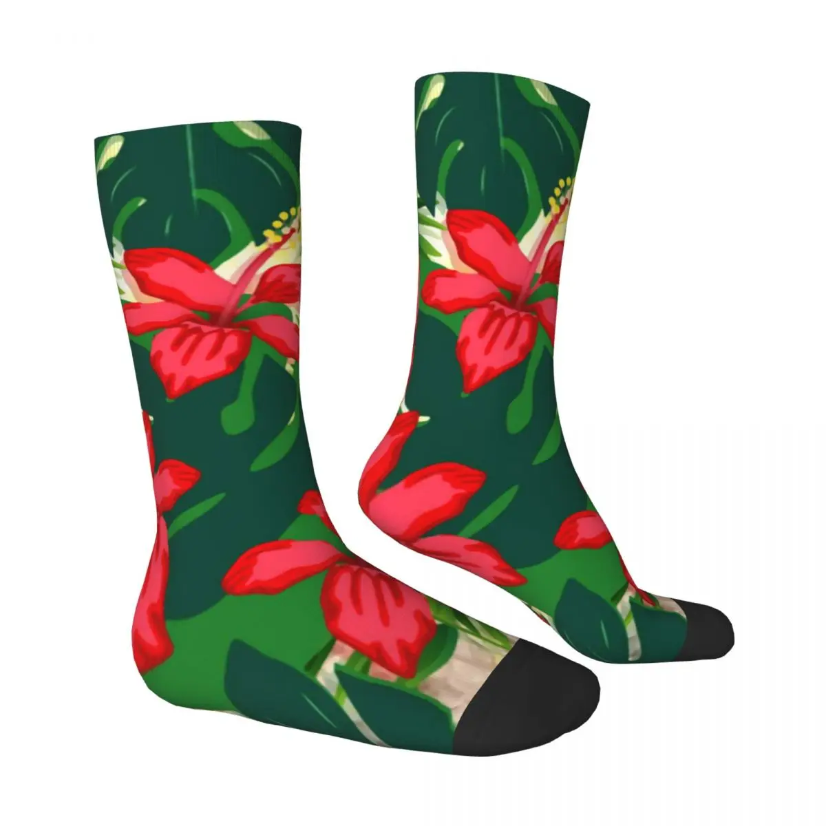 Tropical Flower Socks Funky Floral Art Korean Stockings Unisex Quality Running Sports Socks Autumn Custom Non Slip Socks