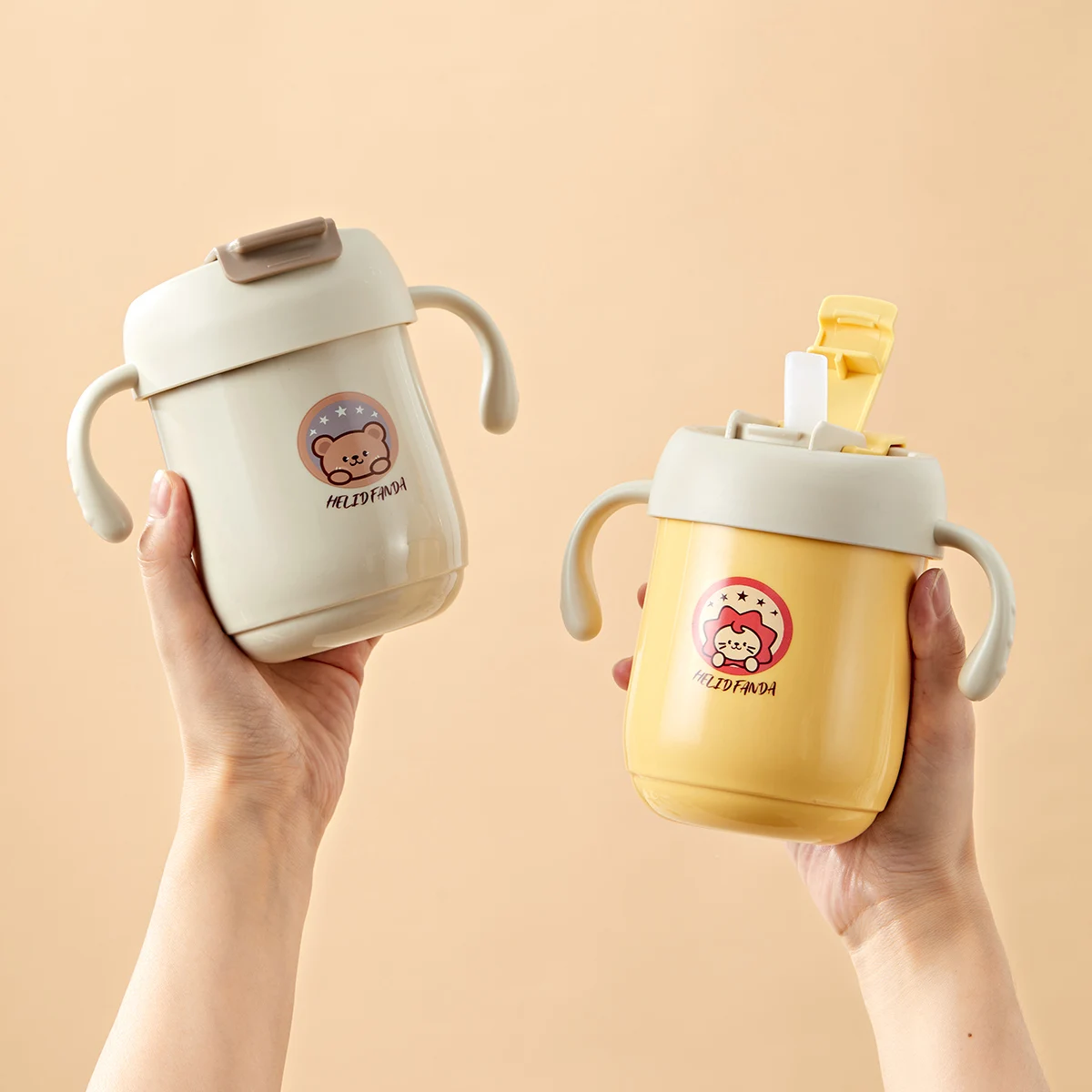 WORTHBUY – tasse Thermos pour enfants de 360ml, avec paille, en acier inoxydable 316, Portable, anti-fuite, bouteille d'eau isolée à Double paroi