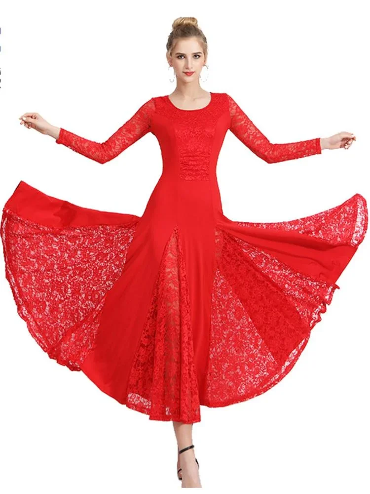 2024 High Quality Ballroom Dance Dress Women Performance Wear Dresses Modern Standard Tango Waltz Dress Short Sleeves L594