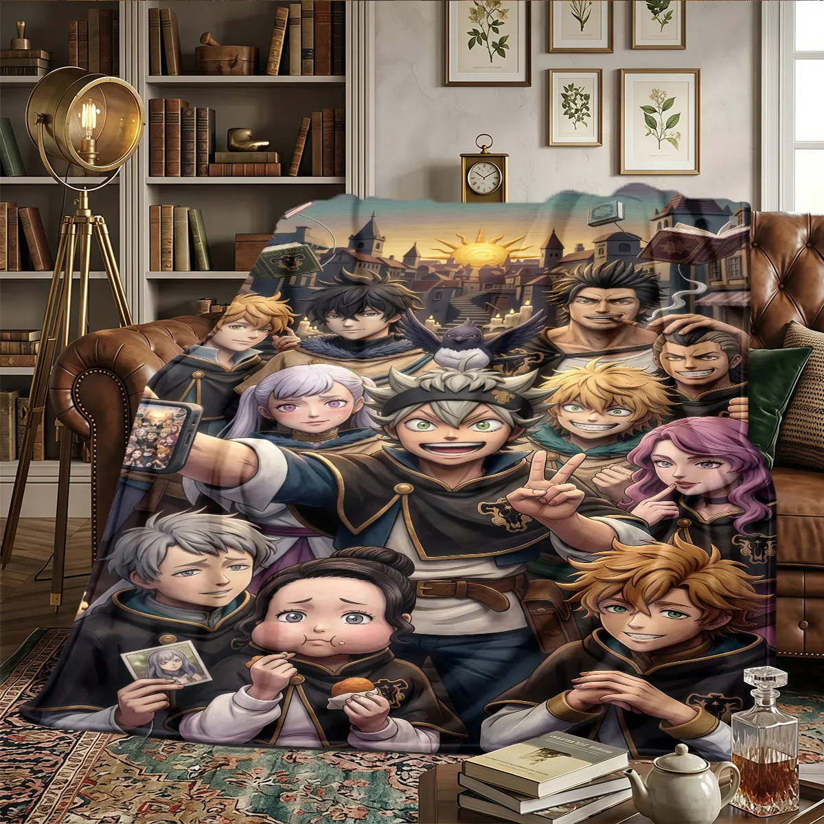 Black Clover Patterns Home Blanket High quality All Seasons for Beds Bedrooms Naps Warmth and Comfort Christmas Gifts -HE1