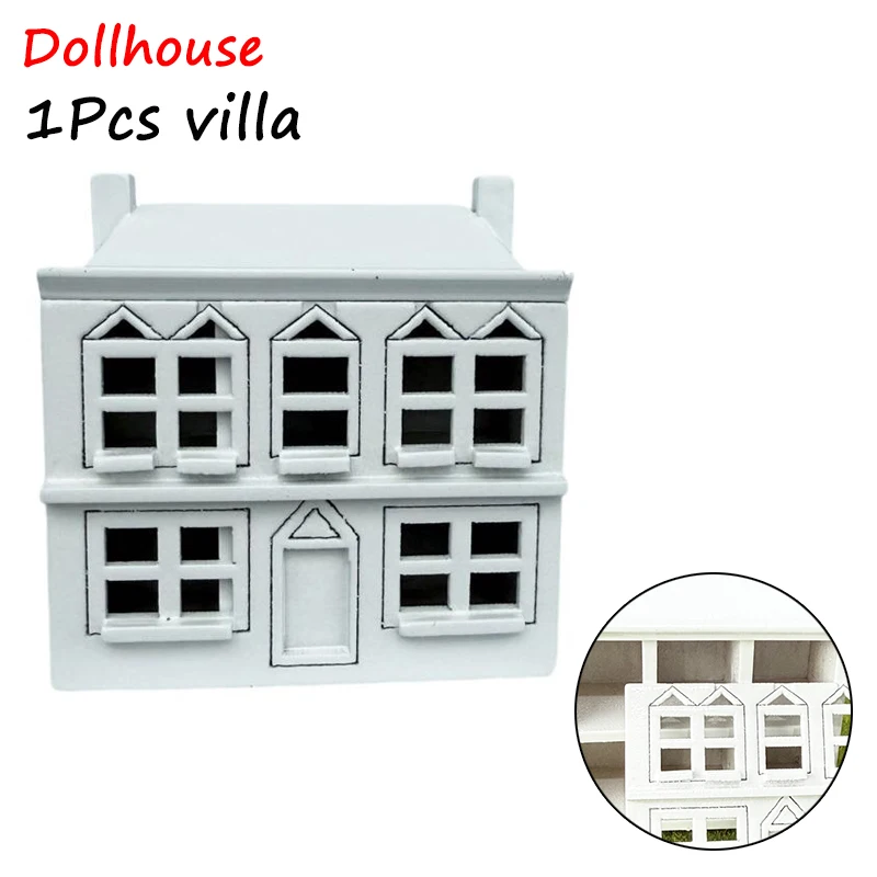 

1:12 Кукольный домик, миниатюры, белая деревянная вилла, модель маленького дома, декор кукольного дома, микропейзажные украшения, ролевые игры, игрушки «сделай сам»