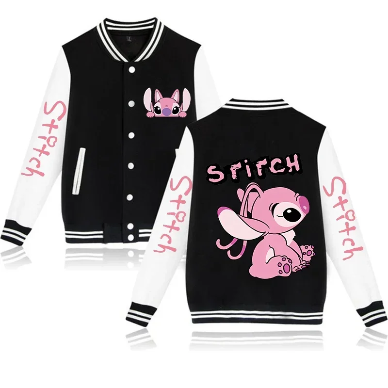 Disney Lilo & Stitch Jacket Hoodies Women Funny Mange Baseball Jacket Sweatshirt Gothic Graphic Y2k Streetwear Clothes Female