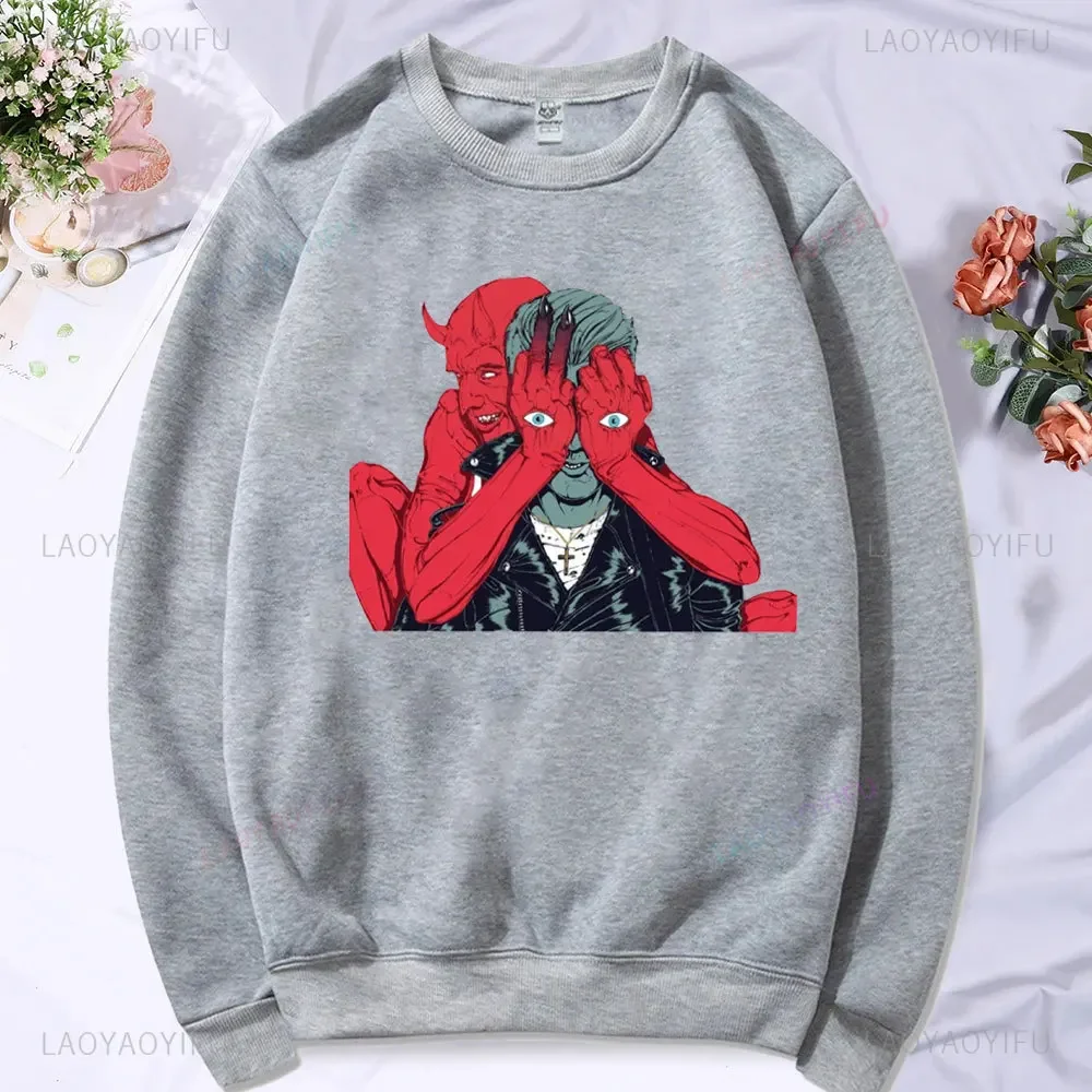 Stoner Rock Queens of The Stone Age Modal Print Sweatshirt Unisex Hip-hop Style Round Neck Hoodie Long Sleeve Street Fashion