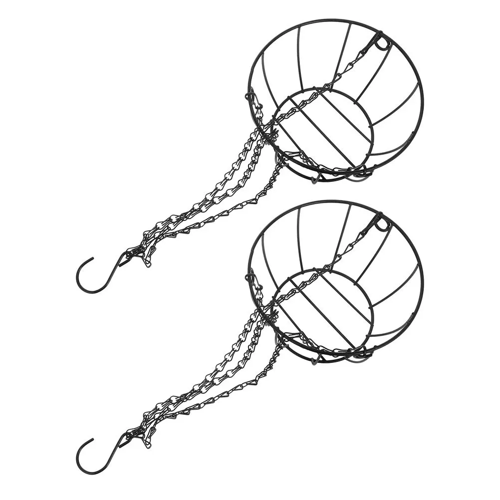 

Hanging Flower Pots Set of 2 Modern Planter Holder for Balcony Porch Garden Decor Round Wire Basket with Chain Outdoor Use
