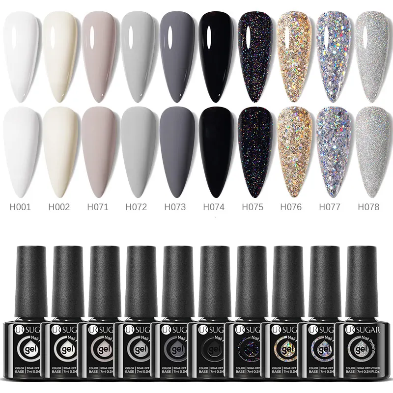 UR SUIKER 7ml Grijs Naakt Kleur Gel Nagellak Glazen Fles Glitter Pailletten Semi-permanente UV LED Losweken Nagels Art Gels Vernis