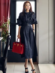 Elegante giacca a vento da donna Casual monopetto cintura tasca giacca cappotto Femme Mujer Chic Trench lungo capispalla primavera autunno