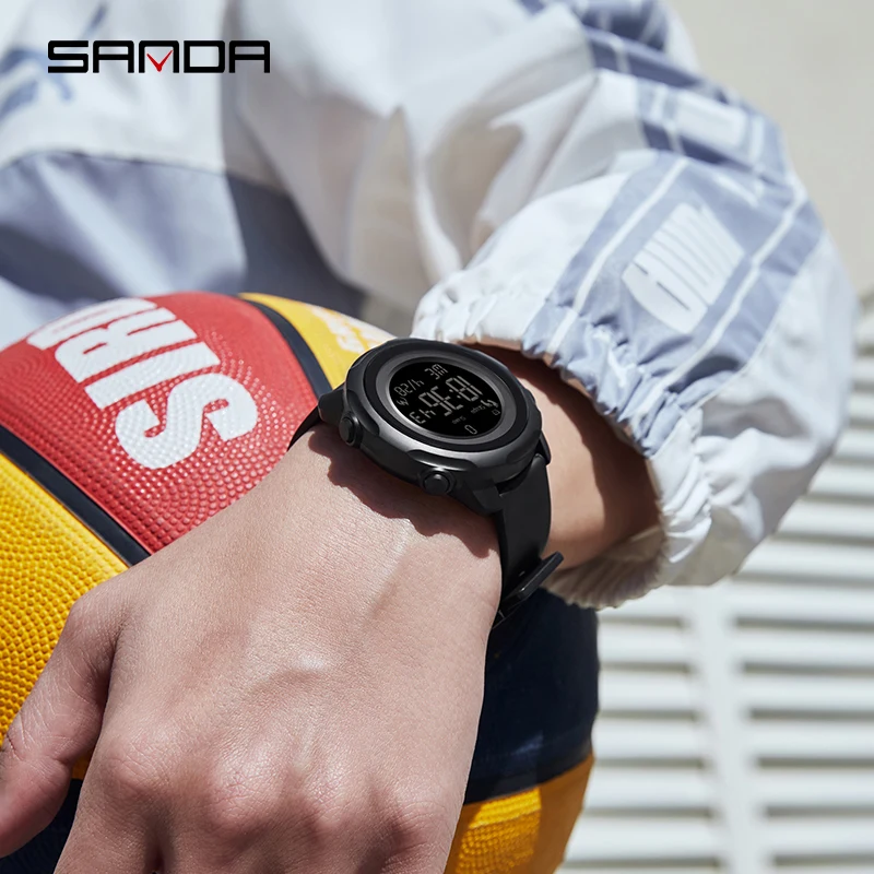 SANDA 2023New Step Calories Fashion Alarm Clock Men's Watch Glow Waterproof Shock Proof Sleep Monitoring Smart Men's Watch 6121