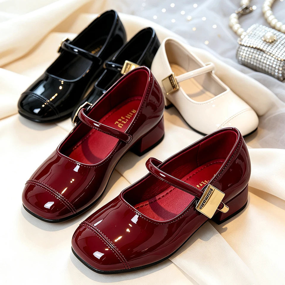Women'S Formal Wear For Girls - Premium Deri Kız Çocuk Klasik Kare