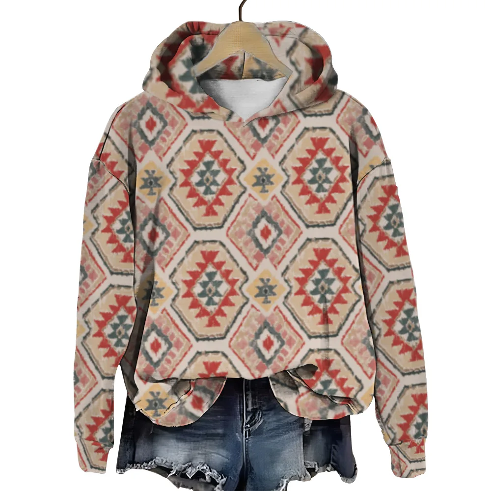 

Новый геометрический узор, этнические толстовки с 3D принтом, женские толстовки с капюшоном, пуловеры, топы Y2K, уличный спортивный костюм, пальто унисекс, одежда