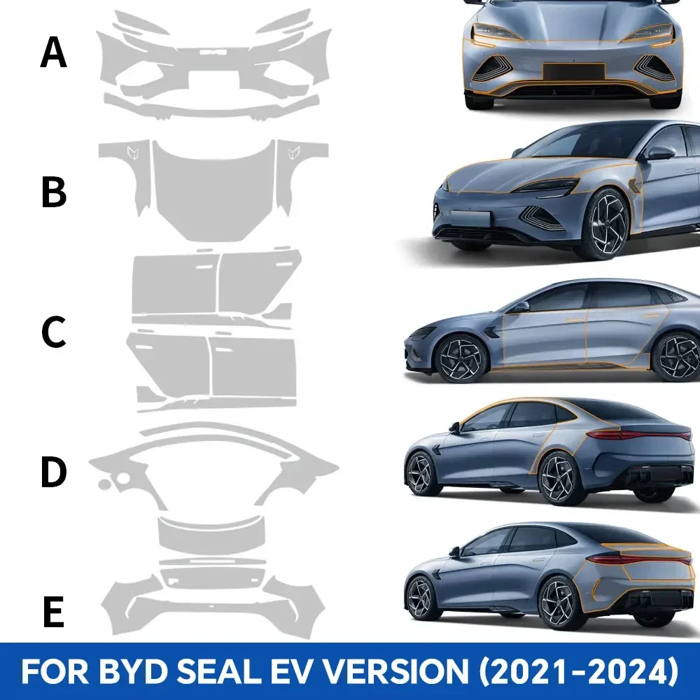 

For BYD Seal EV Version 2021-2024 8.5Mil PPF Car Body Pre-cut TPU Paint Protection Film Transparent Sticker Kit Anti-scratch