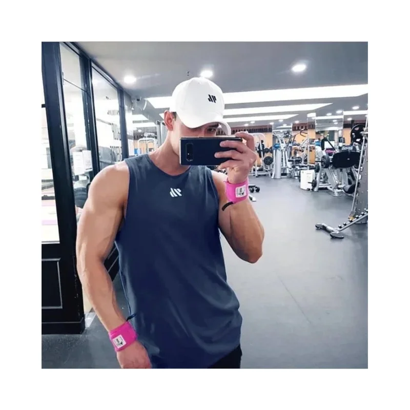 

2025 Mens fitness gyms Tank top men Fitness sleeveless shirt Male mesh breathable Sports vest Undershirt Gyms Running vest men